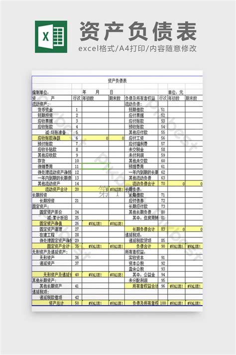 資產負債表範例excel - 資產負債表格式
