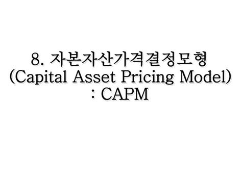 기본 자산 가격결정 모형 - capm 공식