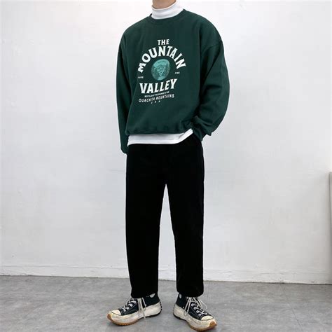 롤리 베이직 맨투맨 티셔츠 5color 하이마룸 - 초록색 맨투맨 코디