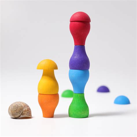 발도르프 교구 그림스 원목장난감 버섯 레인보우