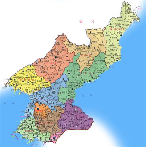 북한 행정 구역 지도 -
