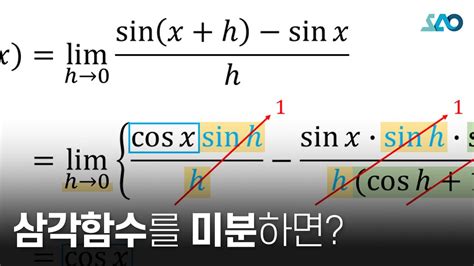 사인 미분 - 와 cos x 의 도함수 증명하기 개념 이해하기
