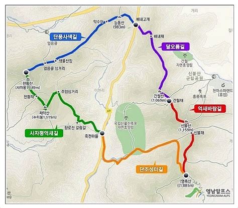 산행코스, 지도 한국의산하 - 신불산 등산 코스