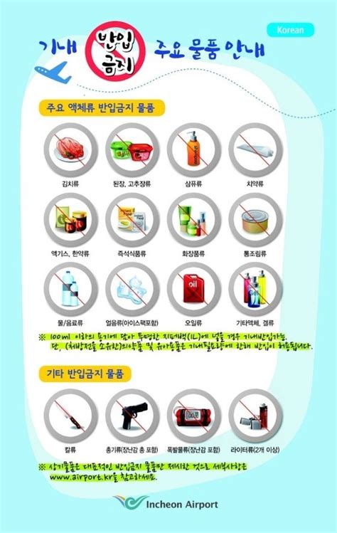 여행시 주의사항, 비행기 반입금지 물품 물품 화장품 약 총정리
