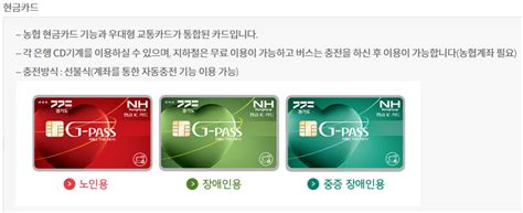 카드 이용방법 G Pass 카드 이용방법 우대용 교통카드 G Bus 교통ㆍ