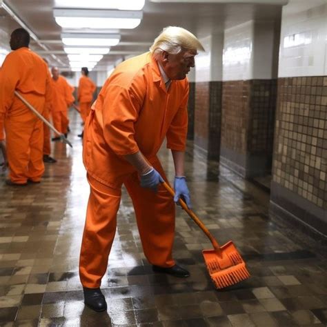트럼프, 주황 죄수복 입고 바닥 청소이 사진 정체 알고보니 - 미국