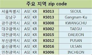 한국 zip 코드