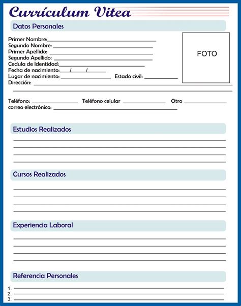 ﻿formulario de currículum en blanco para usar para crear su propio currículum
