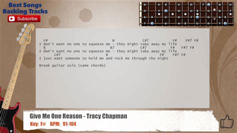 🎻 Give Me One Reason - Tracy Chapman Bass Backing Track with chords …