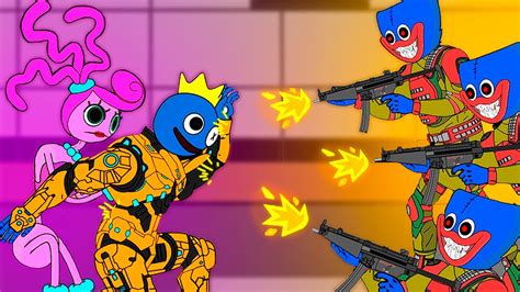 👁‍🗨Rainbow friend Blue-cyborg saves mommy from crazy Huggy …