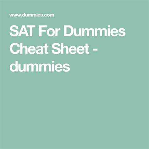 👍 Test cheat sheet. SAT For Dummies Cheat Sheet. 20190216
