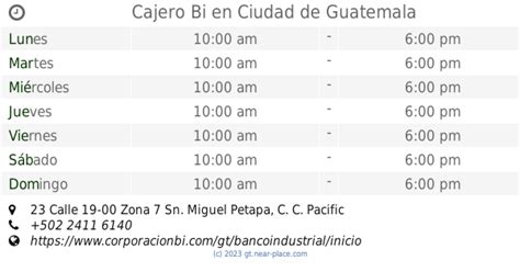 🕗 Cajero BI San Antonio Suchitepéquez horarios, tel. +502 2411 6140