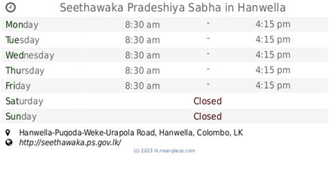 🕗 opening times, Hanwella - Kirindiwela - Urapola Road, contacts