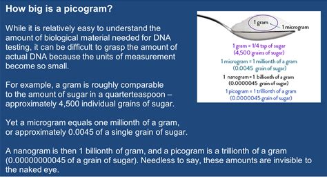  A picogram is about one-trillionth of a gram