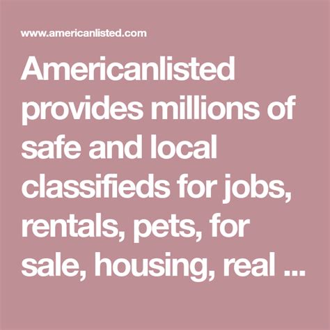  AmericanListed features safe and local classifieds …