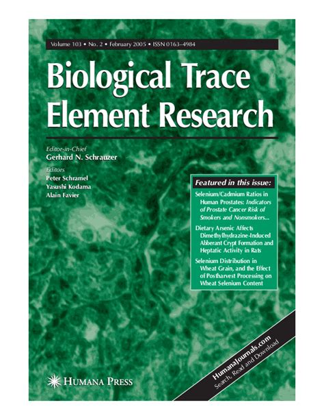  Biological Trace Element Research, [online] , pp