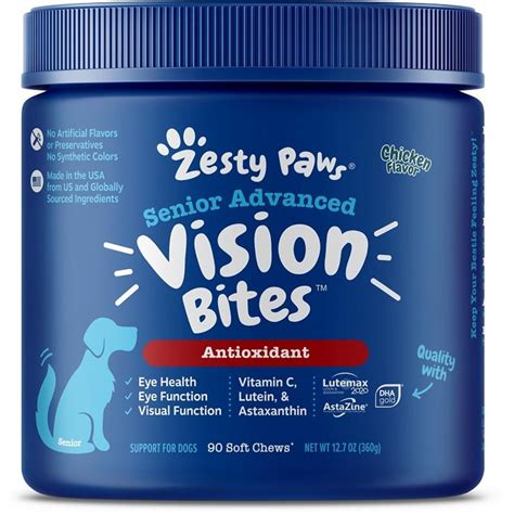 Daily eye care bites like Zesty Paws Eye Supplement and dog eye drops for long-lasting corneal protection and hydration can promote good eye health for your four-legged buddy