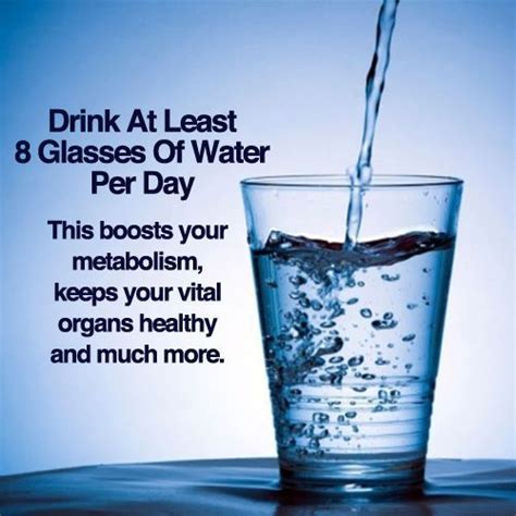  Drink six glasses of water or more in a day, but avoid consuming too much water at once, and try to boost metabolism by doing some sort of intense physical exercise