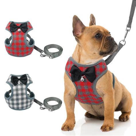  French Bulldog Harness Material Dog harnesses come in a variety of materials — nylon, polyester, and leather, to name a few