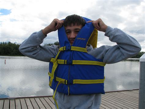  He wears a life jacket and away he goes