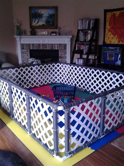  I got dressed for Mass and positioned the gates of his playpen in such a way that he