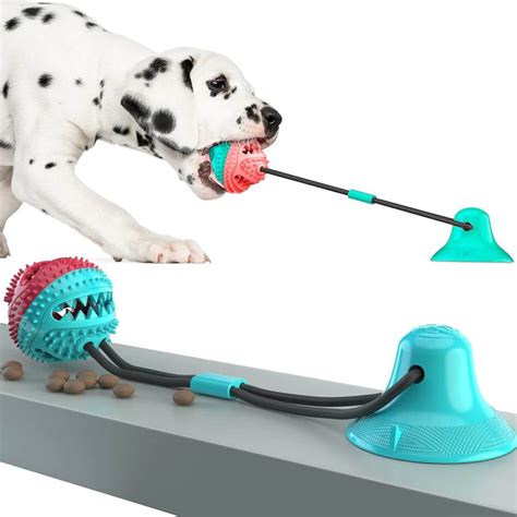  It bounces easily and when your puppy bites down on this toy, it gives them a bone massage! The suction toy has a suction cup that can be easily attached to a wall or flat surface