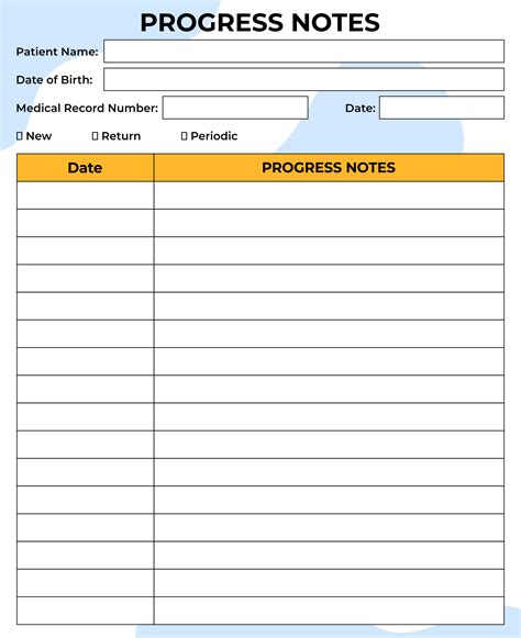  Keep notes on any changes or progress eg