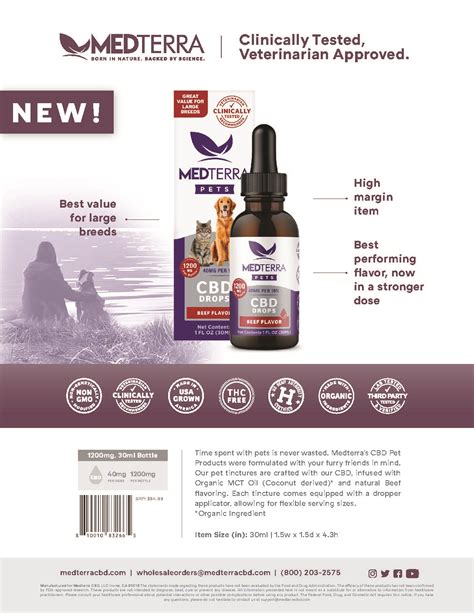  Medterra Pets CBD Oil With three enticing varieties to choose from—Beef, Chicken, and Unflavored—this product ensures a personalized experience tailored to your pet