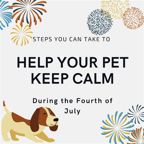  Other Tips For Keeping Your Pet Calm On the Fourth Of July While getting a hold of some calming dog treats can help your pet deal with loud noises or even separation anxiety, there are some other tips you can implement to make sure your pet is calmer and more comfortable when it comes time for the Fourth of July celebrations