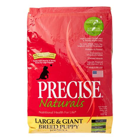  Precise Holistic Complete Large Breed Adult Formula Precise Holistic contains chicken, brown rice, chicken fat, and oatmeal and is considered the best organic dog food for large dogs