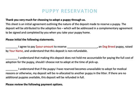  So, deposit and puppy reservation is good for just 30 days