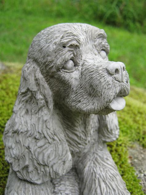  Spaniel Dog Statue stained made from concrete sealed for out door use