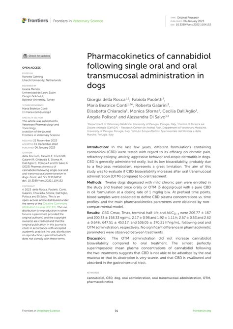  The aim of this study was to evaluate if CBD bioavailability increases after oral transmucosal administration OTM compared to oral treatment