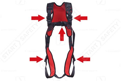  The harness has five adjustment points for a comfortable fit