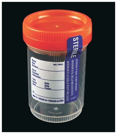  The individual to be tested is given a sterile specimen cup