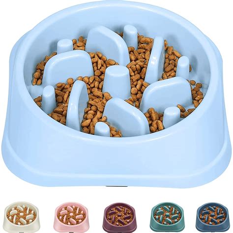  These bowls slow them down so that they will come closer to chewing their food than inhaling it