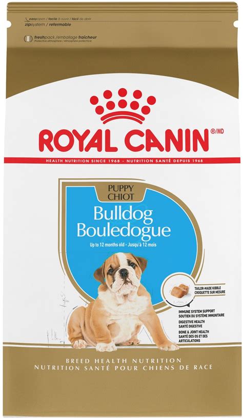  This is a great choice to mix with Royal Canin Bulldog puppy dry food for a little extra mealtime incentive! Best food for English Bulldog puppies with food allergies Treating food allergies in puppies often requires two phases: allergy testing and a limited ingredient diet