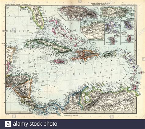 +Westindien+ grenzkolorierte Landkarte 1860 +Kupferstich