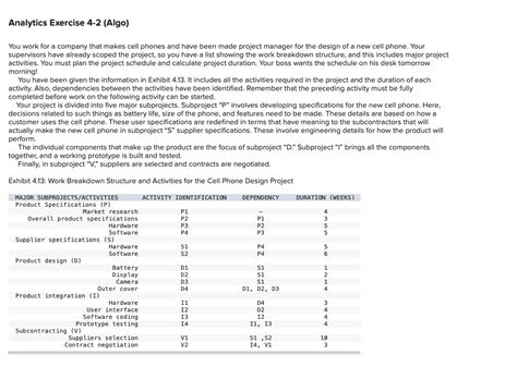 . Analytics Exercise 4-2 (Algal You work for a company...