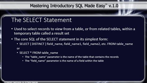 . What does the following SQL Statement do: SELECT...