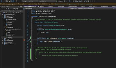 .NET Core 5 middleware InvokeAsync not triggered