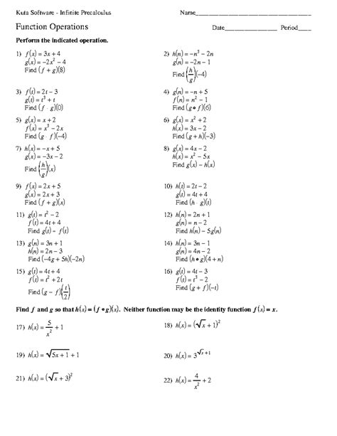 01 Function Operations worksheets with solution key bs
