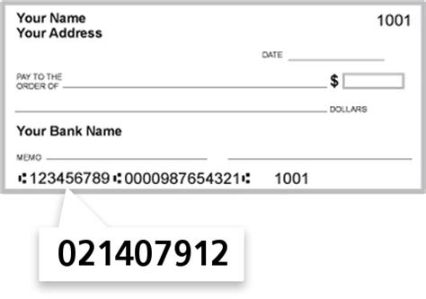 Routing number <strong>021407912</strong>, generated by ABA, is assigned to CAPITAL ONE, N. . 021407912