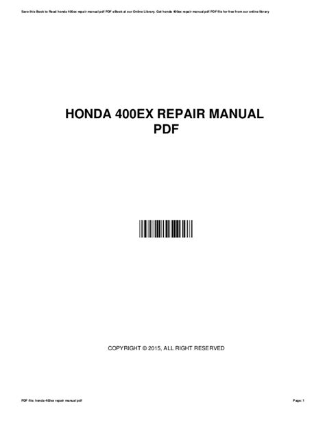 03 honda 400ex service repair manual. - Saturn repair manual for 2001 sl.