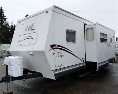 Starting at $51,006. Jayco’s entry-level fifth wheel offering is the Eagle HT Fifth Wheel. But just because it’s an entry-level offering doesn’t mean it lacks in amenities. It features a 22-inch outdoor griddle with a deep sink and hot/cold water connections, inverter pre-wire (6-8 outlets), GE appliances (stove and microwave) and Jayco ....