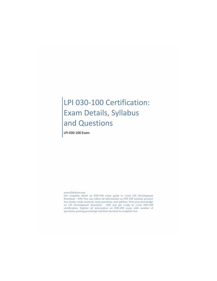 Latest Real 030-100 Exam