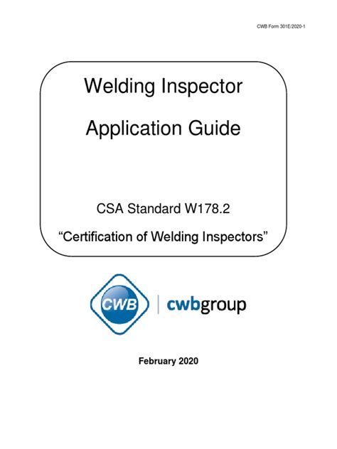 0301e Welding Inspector Application Guide 2020