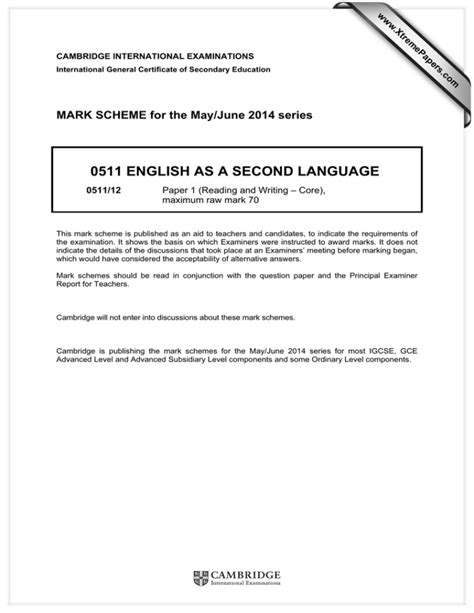 Full Download 0511 English As A Second Language 