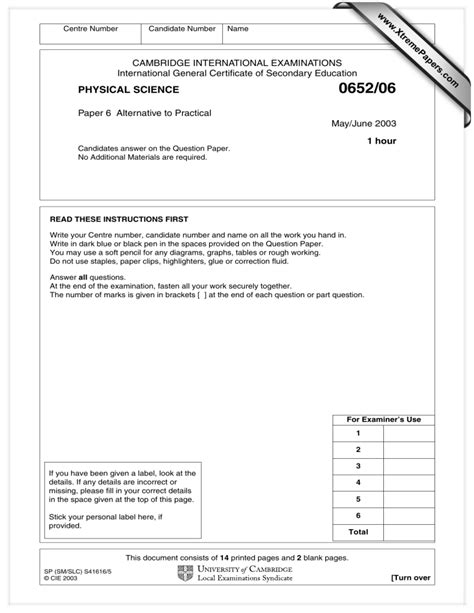 Read Online 0652 06 Physical Science Freeexampapers 
