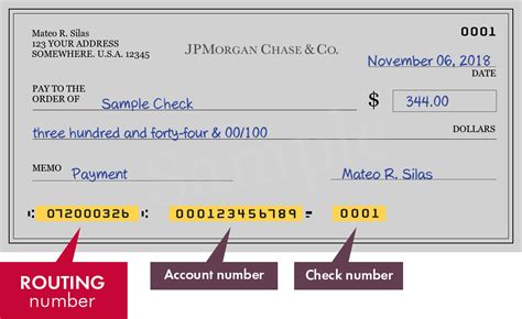 072000326. The routing number is a set of nine digits used by banks to identify where a checking account was opened. Your routing number on a physical check is the first set of 9-digit numbers located in the lower left corner. It is important to note that each bank has its own unique routing number, which functions like an address associated with that bank. 